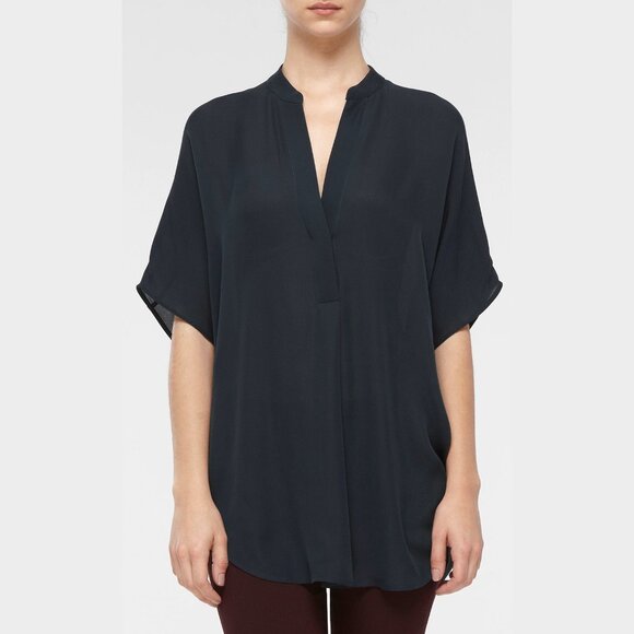 Vince Silk Dolman Cap Sleeve blouse Coastal Blue Navy Large - Picture 1 of 5